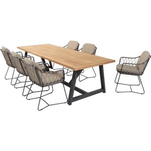 Noah Prego dining tuinset 260x100xH75 cm 7 delig taupe 4 Seasons Outdoor
