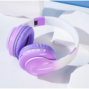 WizBay Premium Select® Headset met Microfoon - HIFI Stereo - HD Bluetooth Phone Call - Headset Draadloos - Superior 40mm Coil Sound -SD Card - Verstelbare Hoofdband - Soft Zuurstof doorlatend Ear Pads - Witte Buitenkant Met Lila Schelpen