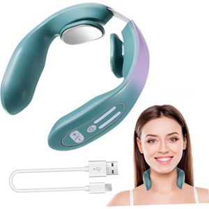 Nekmassager - Met warmte - Draagbare nekmassager - Slimme massager voor thuis - Cervicaal - USB-oplaadbaar - Gradiëntblauw - Diepe weefselmassager