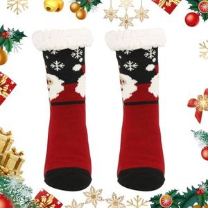 Winterkerstkousen voor heren en dames - fleecegevoerde kerstslaapsokken - zachte, comfortabele, antislip gebreide warme sokken