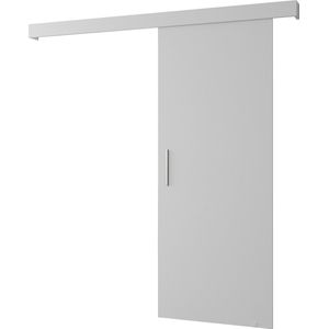 InspireMe - Schuifdeursysteem met rail - 90x204cm - AGRA I - Wit Mat + Wit frame + Zilver Handvat met Soft-Close system