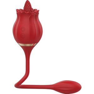 Cupitoys® Tong vibrator roos met vibrerend ei - Rood - 12 standen - Vibrators voor vrouwen en mannen - Sex toys voor vrouwen en mannen