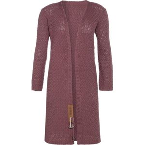 Knit Factory Luna Lang Gebreid Vest Stone Red - Gebreide dames cardigan - Lang vest tot over de knie - Rood damesvest gemaakt uit 30% wol en 70% acryl - 36/38