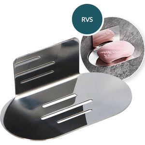 Moodcare® RVS Zeepbakje Chroom – Zeephouder Hangend zonder Boren – Zeepschaaltje & Shampoo Bar Houder