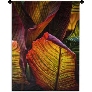 Wandkleed Abstracte Bloemen - Close-up van de gekleurde bladeren van abstract bloemriet Wandkleed katoen 120x160 cm - Wandtapijt met foto XXL / Groot formaat!