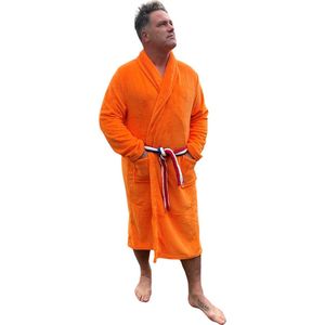 Badjas oranje – fleece – limited edition – badjas ik hou van Holland – EK badjas voetbal - heren badjas - dames badjas - maat L/XL