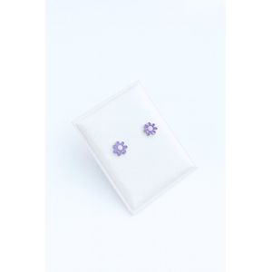 Candy Blossom Oorbellen – 9 Karaat Wittegoud Paars Oorknopjes, incl. Geschenkverpakking