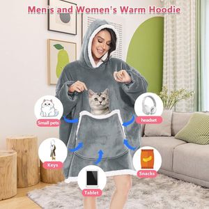 Goodivery ® Knusse Deken Hoodie met Mouwen en Grote Zak voor Heerlijk Comfort