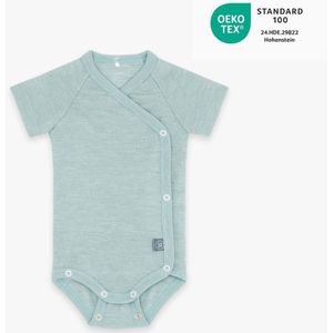 Wol-zijde Wikkelromper met korte mouwen | Essential Mint
