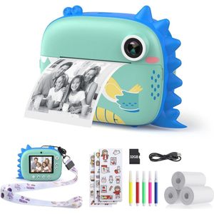 Kindercamera Instant Print voor kinderen zonder inkt - digitale selfie-videocamera met kleurpennen - leuk cadeau voor meisjes en jongens
