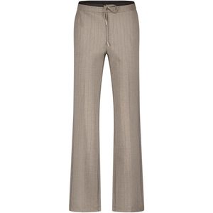 Red Button - Colette - Wide Leg Punta Broek - Warm Taupe - Krijtstreep