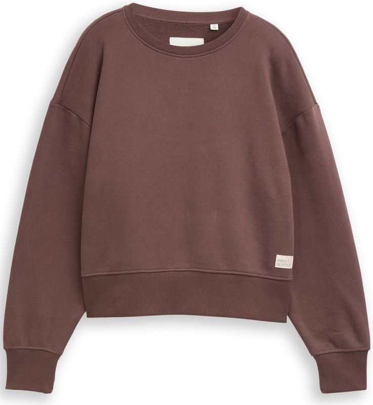TOM TAILOR - Sweatshirt - Bruin - Effen - Lange Mouw