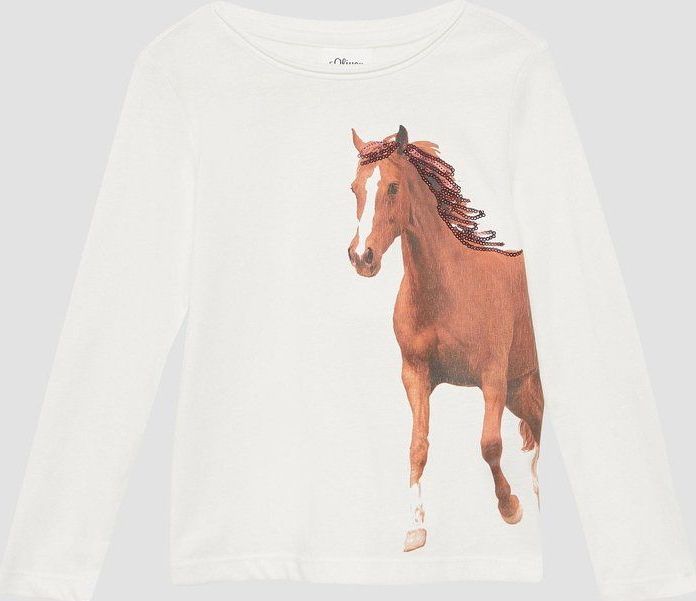 s.Oliver - T-Shirt - Paardenprint - Lange Mouwen - Pailletten