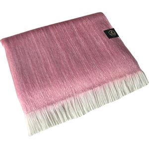 Alpaca D'Luxe Sjaal - Roze - Scarf - Handgemaakte sjaal - Sjaal van alpacawol - Luxe Cadeau - Duurzaam - Sjaals Dames - Sjaals Heren - Shawls - Zacht en Warm - Damesmode - Herenmode - Pink - White - Wit - Gift - Dameskleding - Moederdag - Comfortabel