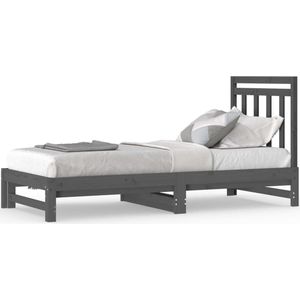 vidaXL-Slaapbank-uitschuifbaar-massief-grenenhout-grijs-2x(90x200)-cm