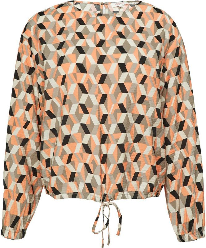 s.Oliver - Blouseshirt - Grijs - Oranje - Zwart - Wit - Lange Mouw
