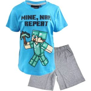 Minecraft Short Pyjama - Shortama - 100% Katoen. Maat 128 cm / 8 jaar - met 1 Stylus Pen.
