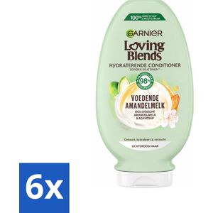 6 x Garnier Loving Blends Voedende Amandelmelk Conditioner 250 ml - Haar Conditioner - Voedende Conditioner - Droog Haar - Amandelmelk Conditioner - Biologische Conditioner