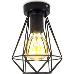 B.K.Licht - Zwart Plafondlamp - metaal - Ø16.5cm - excl. E27 lichtbron