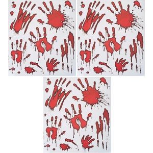 Halloween - 3x Horror raamstickers bloedende handafdrukken set - Halloween feest decoratie - Horror stickers