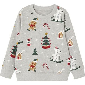 Kerstsweater - Gemêleerd Grijs - Jongens - Lange Mouwen - Ronde Hals