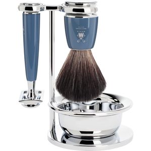 MÜHLE -Scheerset 4-delig - Black Fibre en Safety Razor - Handvatten kunsthars Petrol -Rytmo