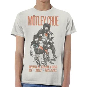 Motley Crue - World Tour Vintage Heren T-shirt - XL - Creme