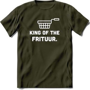 King Of The Frituur - Snack T-Shirt | Grappig Verjaardag Kleding Cadeau | Eten En Snoep Shirt | Dames - Heren - Unisex Tshirt | - Leger Groen - XXL