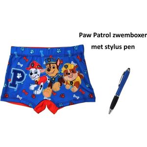 Paw Patrol - Nickelodeon - zwembroek - zwemshort - zwemboxer - met Stylus Pen. Maat 122/128 cm - 7/8 jaar.