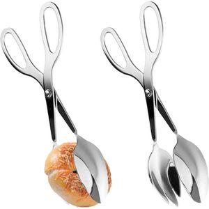 Ibenzoa® Multifunctionele Roestvrijstalen Keukentangen voor Salade, Taart, Grill en Serveren, Set van 2