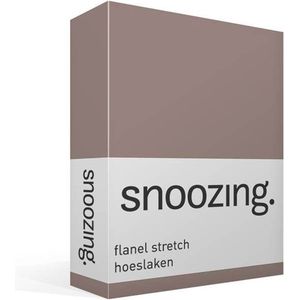 Snoozing stretch flanel hoeslaken - Tweepersoons - Taupe