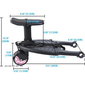 Empire's Product Meerijdplankje Universeel - Meerijdplankje met Zitje - Buggy Zitje - Buggy Board - Buggyplankje - Kinderwagen Accessoires - Rolplank max. Lading 25kg - Roze