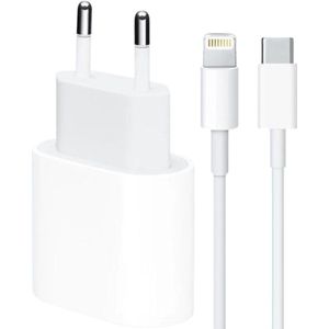 Oplader 20W USB-C incl 1M Lightning kabel - Quick Charge - Snellader - Geschikt voor Apple - iPhone/iPad - Laadstekker - Apple oplader - iPhone oplader - USB-C lader