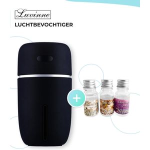 Luvinne® Aroma diffuser 200ML - Luchtbevochtiger - LED - Auto - Geurverspreider - Gratis flesjes 100% natuurlijke olie - Zwart