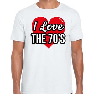 I love 70s verkleed t-shirt wit voor heren - discoverkleed / party shirt - Cadeau voor een jaren 70/ seventies liefhebber XXL