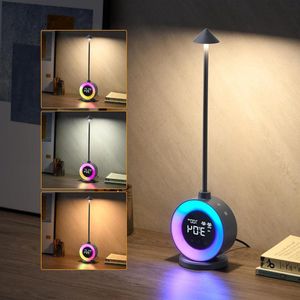 Tafellamp draadloos bedlampje met 3 RGB-modi en 3 helderheidsniveaus Sunrise Dual Alarm Clock Wake Up Light met 7 geluiden USB-oplaadbaar voor slaapkamer woonkamer