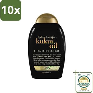 10 x OGX - Kukui Oil - Conditioner - Anti-Pluis - Hydraterend - 385 ml - Grootverpakking - Anti-frizz Conditioner - Kukui Oil - Hair Conditioner - Hydrating Conditioner - Anti-frizz