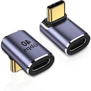 2 stuks USB C 90° adapter - 40 Gbps gegevensoverdracht - voor laptop tablet telefoon