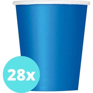 Bekers Karton Donker Blauw - 28 stuks - Kartonnen Bekers 250ml - Wegwerp bekers - Bekers Karton Verjaardag Kinderen - Kinder Feestje Kind - Limonadebekers - Koffie / Siroop - Bekers Papier - 28 Stuks van 250 ml Donkerblauw