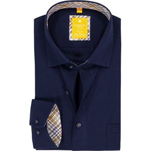 Redmond - Modern Fit Overhemd - Donkerblauw - Twill
