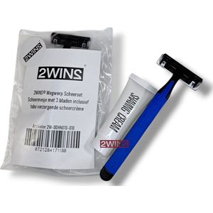 2WINS® Wegwerp Scheerset - Scheermesje met 3 bladen - inclusief tube verzorgende scheercrème - per stuk (B4)