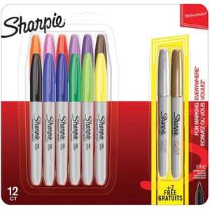 Sharpie Permanent markers | Fijne punt | 12 kleuren en 2 metallic stiften