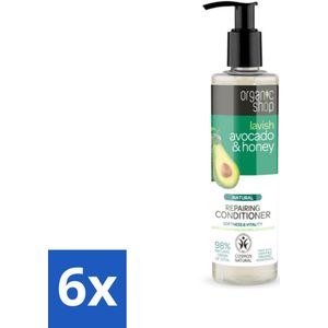 6 x Organic Shop - Natural Repairing Conditioner - Avocado & Honey - 280 ml - Herstellende Conditioner - Avocado Conditioner - Honing Conditioner - Droog Haar - Beschadigd Haar