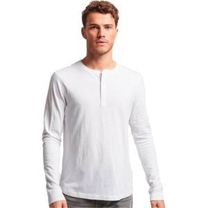 Superdry Henley Lange Mouwen Ronde Nek T-shirt Wit L Man