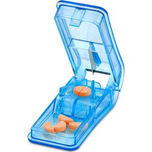 Pil Cutter - V-Greep Pill Crusher en Cutter voor vitaminen, grote en kleine pillen, en medicijnen - Transparante pil Splitter met pil houder geval te splitsen