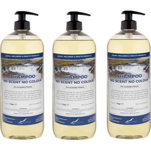 Shampoo No Scent No Colour - 1 liter (transparant) - 3 Stuks - met pompen - Voordeelverpakking - Haarverzorging