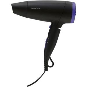 SILVERCREST® PERSONAL CARE Reisföhn - Vermogen: 1200W/1600W - 2 blaas en temperatuurstanden met extra „Cool Shot“ functie - Ionentechnologie: Antistatisch stylen, Glad haar , Natuurlijke glans - Opvouwbaar - Zwart