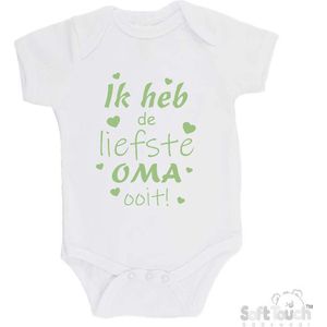 100% katoenen Romper ""Ik heb de liefste Oma ooit!"" Moederdag Unisex Katoen Wit/sage green (saliegroen) 68/74