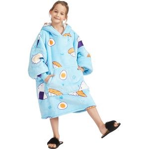 Noony Hoodie Deken voor Kinderen - Kids - Fleece Deken met Mouwen - Hoodie Blanket - Jongens en Meisjes - Hoodie Deken met Capuchon - Huggle Hoodie - Snuggie Hoodie - One Size Fits All - Ultra Zachte - Sushi - Sinterklaas Cadeau - Kerst Cadeau