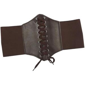 Zwart Korset Voor Dames - Elastische Tailleriem Met Vetersluiting Voor Halloween En Feestjes